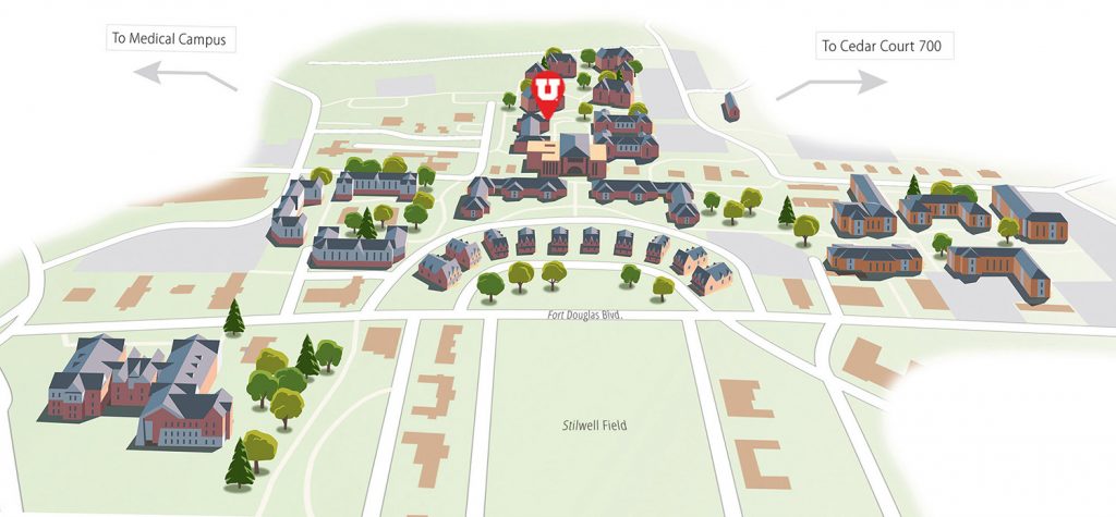 Vector illustration of Heritage Commons map, highlighting Benchmark Plaza