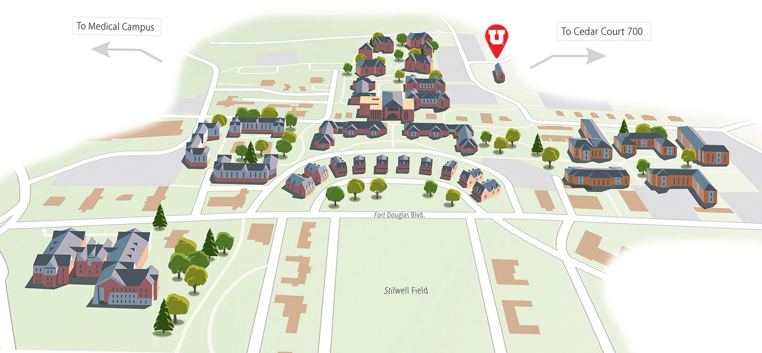 Vector illustration of Heritage Commons map, highlighting The Hive