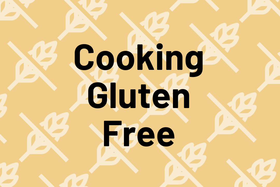 Black text reads "Cooking Gluten Free" with yellow background